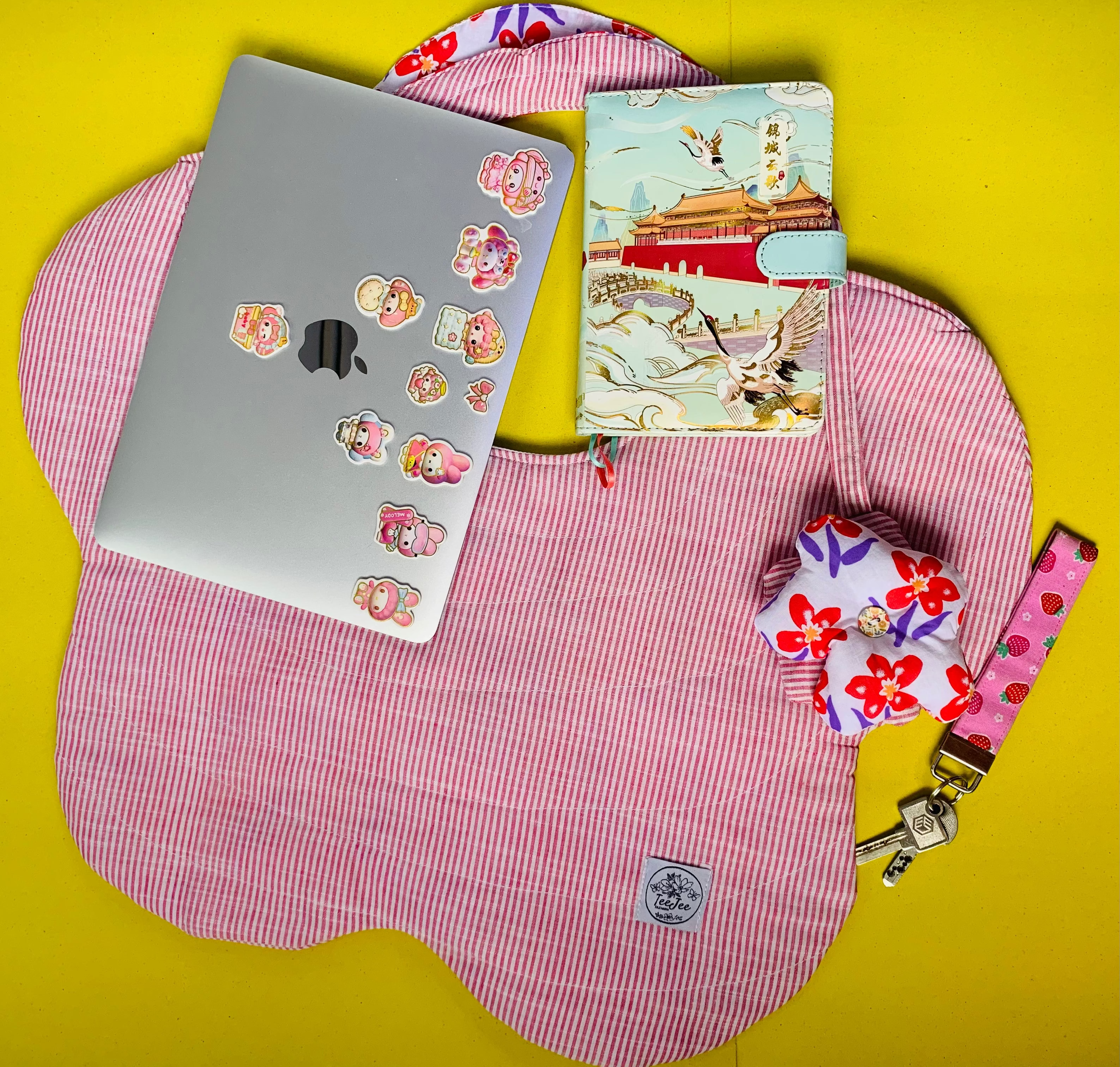 The Flower Shaped Pink Striped Tote