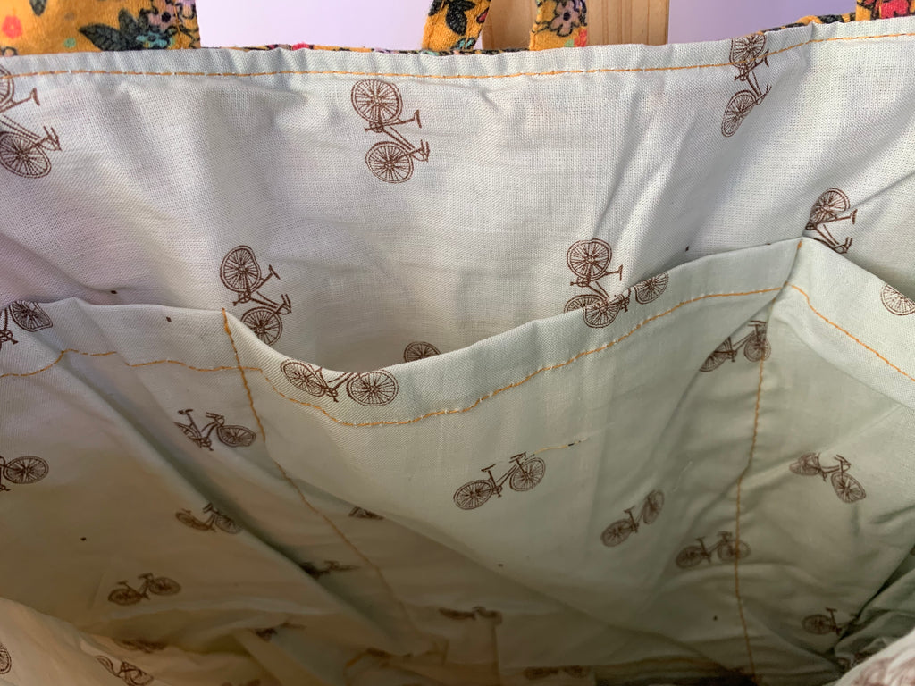 Ruffled Floral Tote Bag