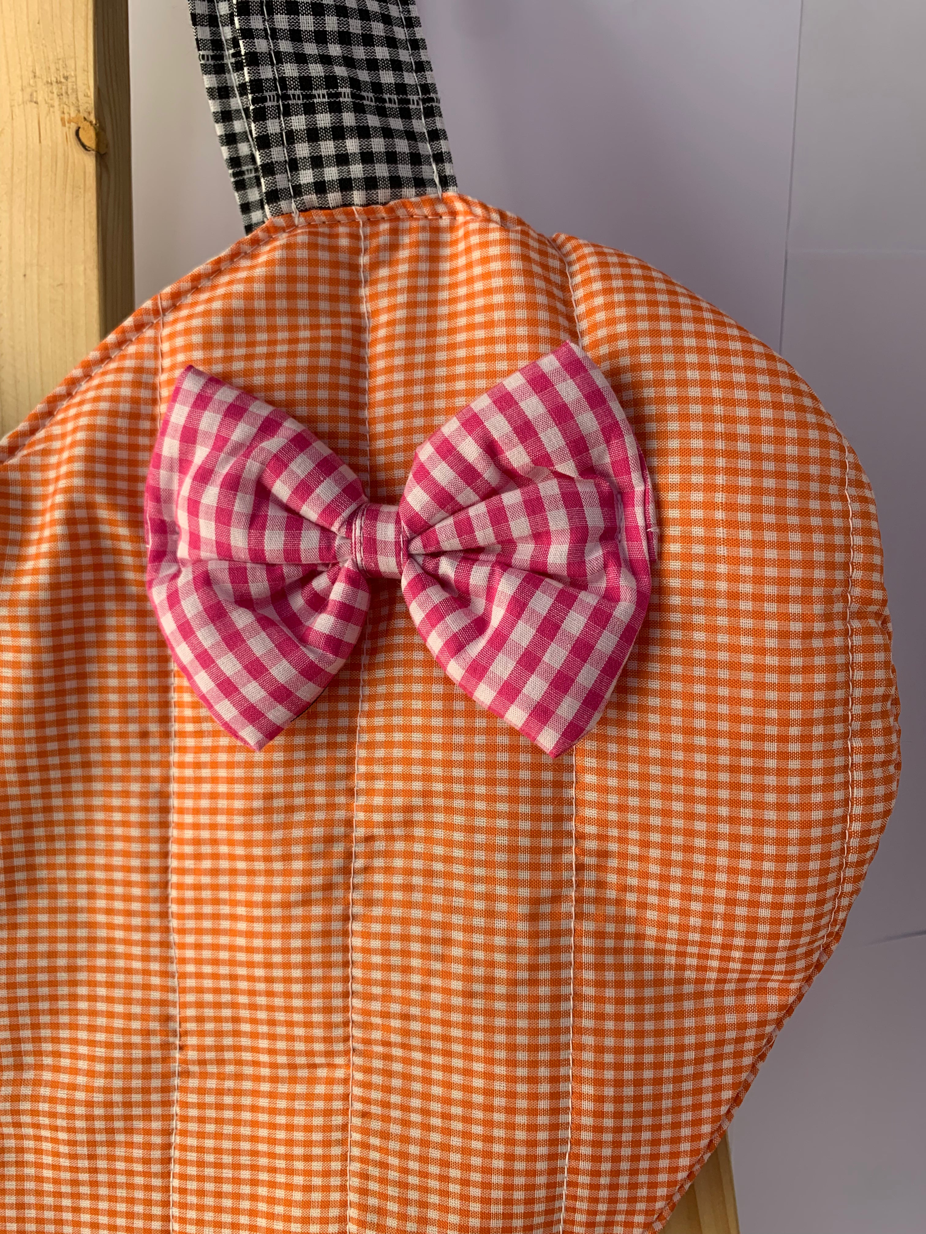 Orange Gingham Heart Tote Bag