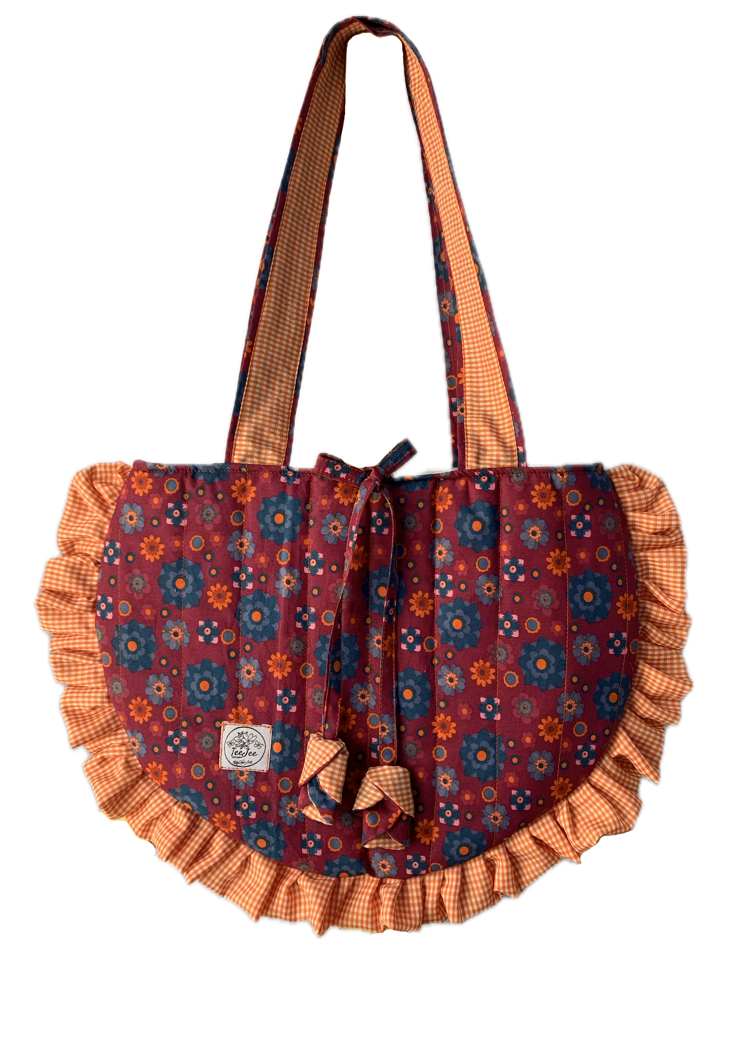 Retro Floral with Ruffled Trim Tote Bag
