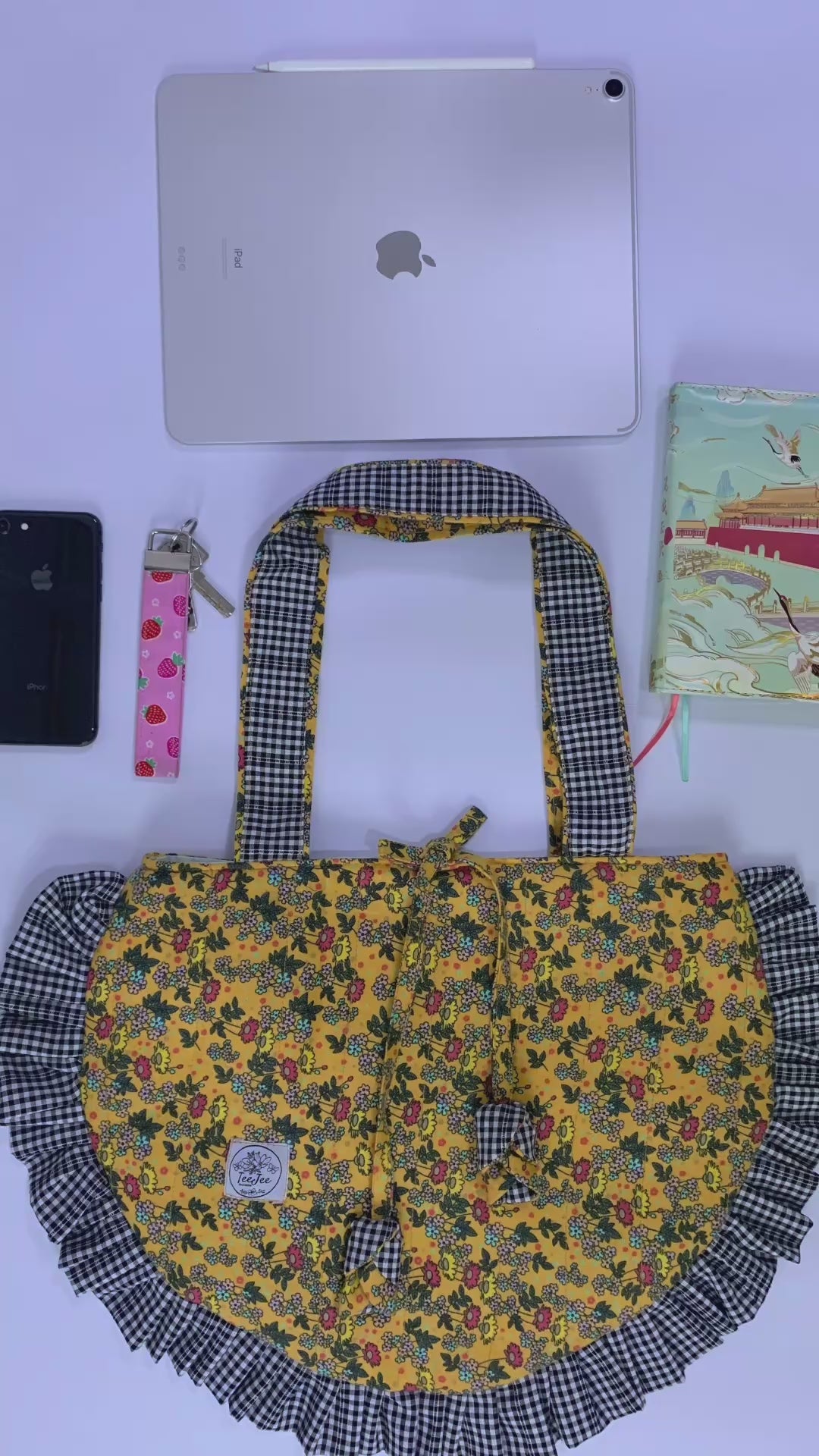 Ruffled Floral Tote Bag