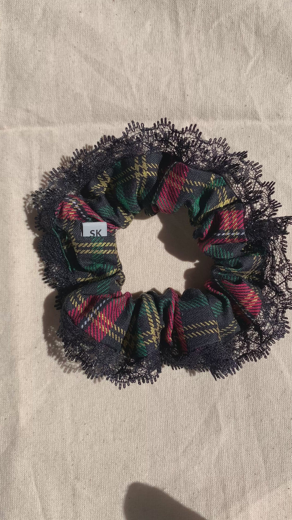 Tartan Lace Scrunchie