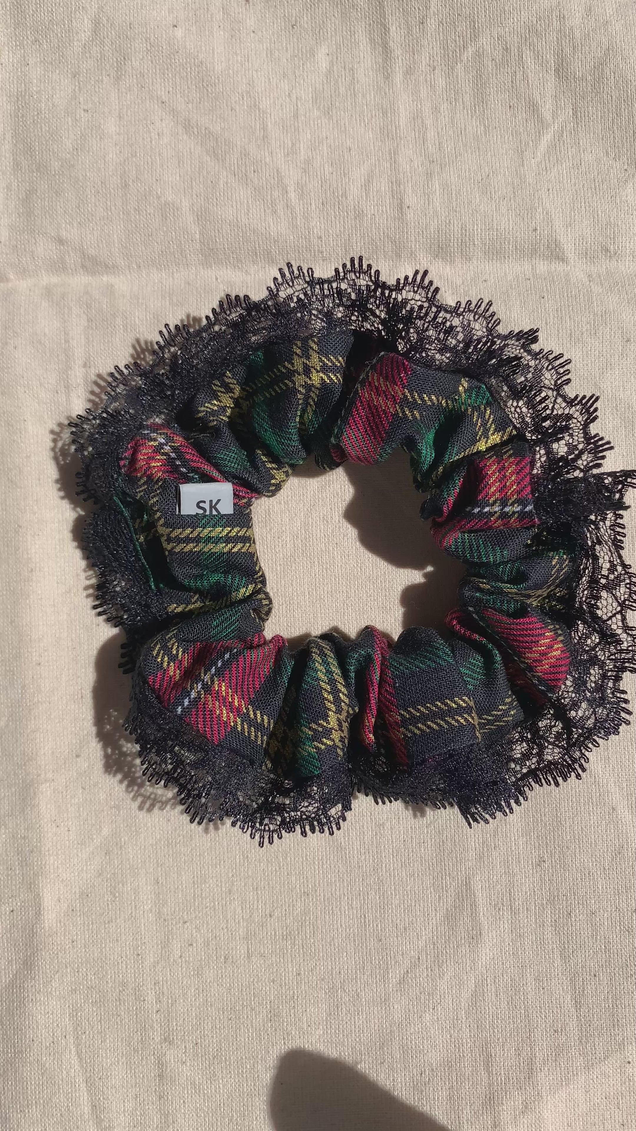 Tartan Lace Scrunchie